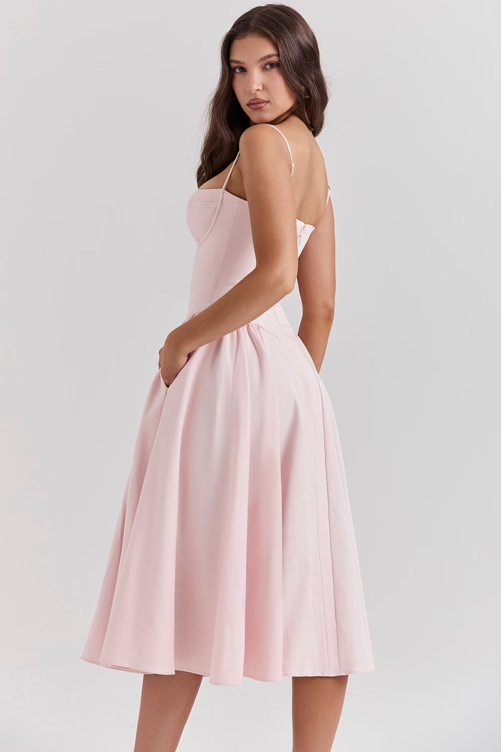 Valeria | Luxe Midi Jurk met Corsetdetail