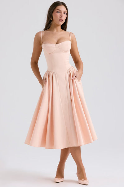 Valeria | Luxe Midi Jurk met Corsetdetail