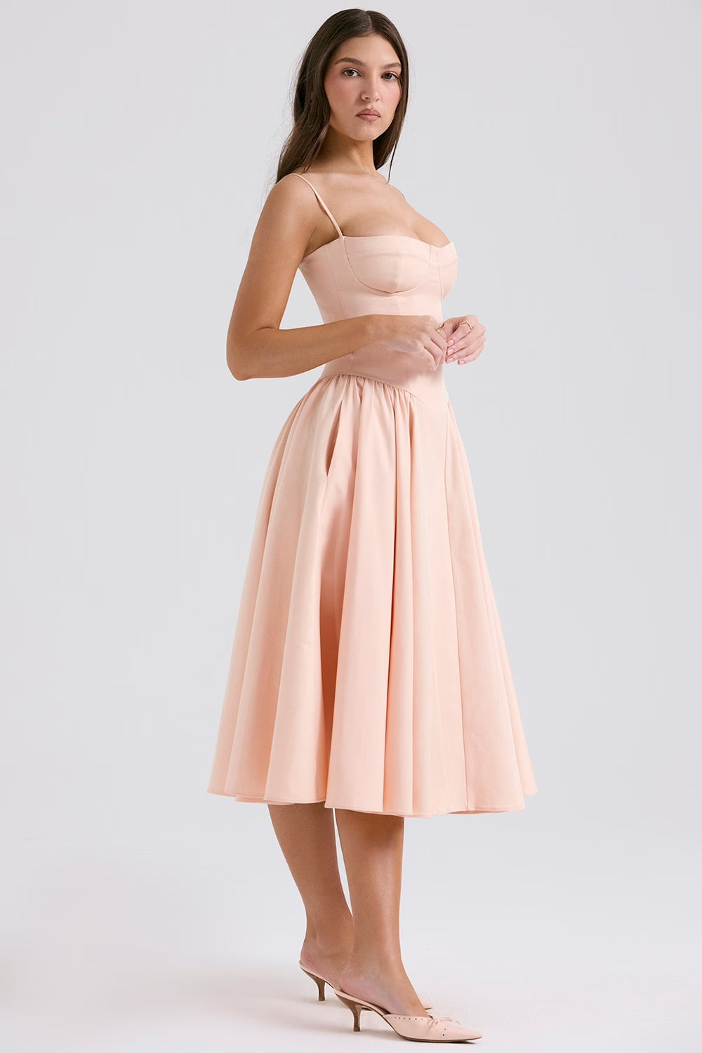 Valeria | Luxe Midi Jurk met Corsetdetail