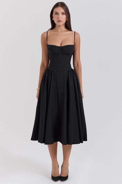 Valeria | Luxe Midi Jurk met Corsetdetail