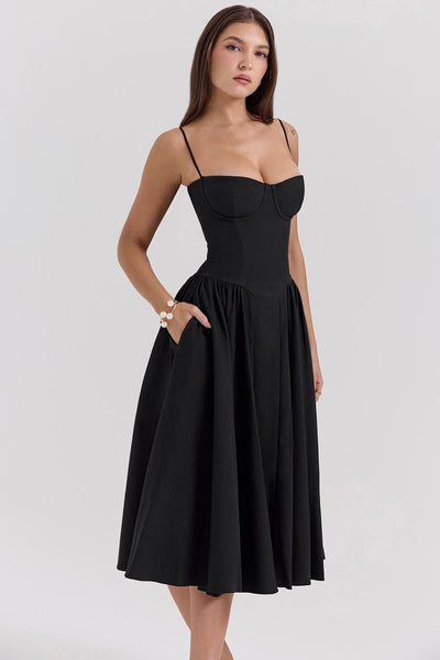 Valeria | Luxe Midi Jurk met Corsetdetail