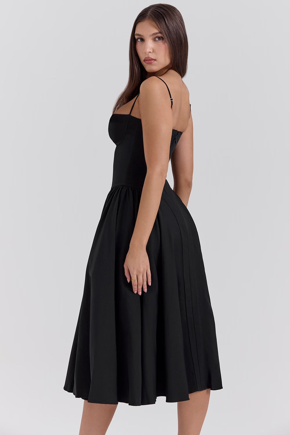 Valeria | Luxe Midi Jurk met Corsetdetail