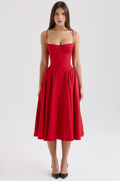 Valeria | Luxe Midi Jurk met Corsetdetail