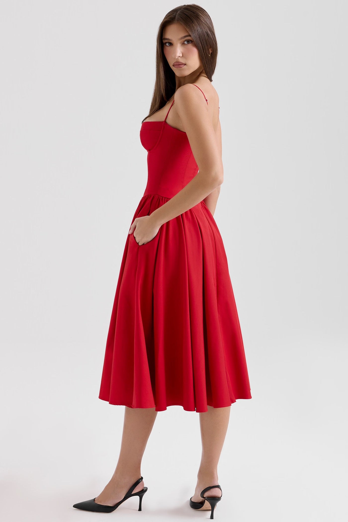 Valeria | Luxe Midi Jurk met Corsetdetail