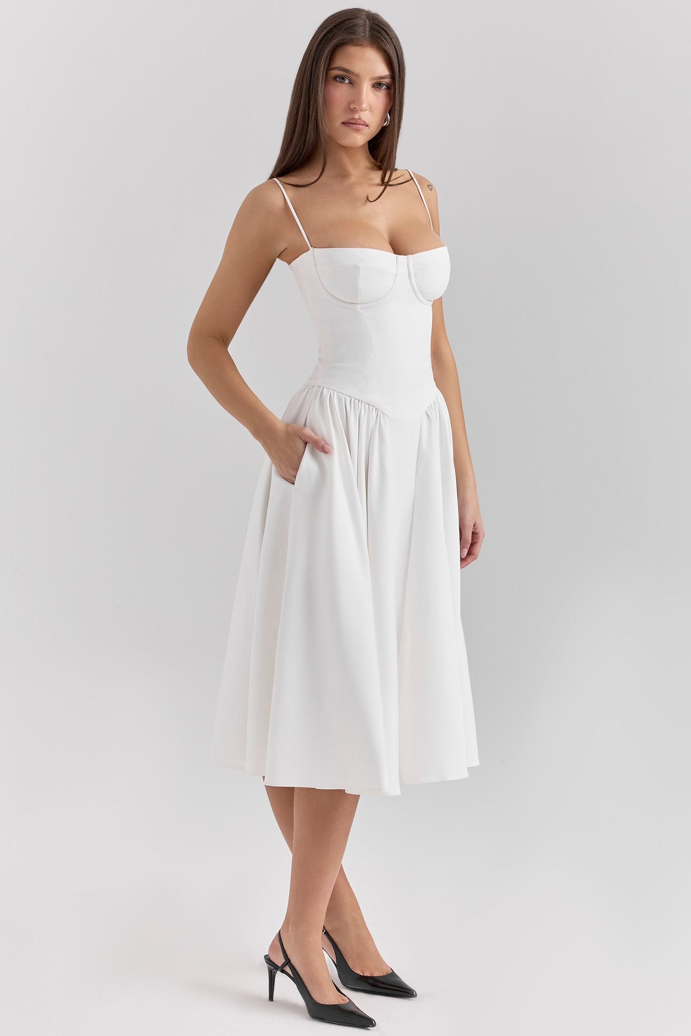 Valeria | Luxe Midi Jurk met Corsetdetail