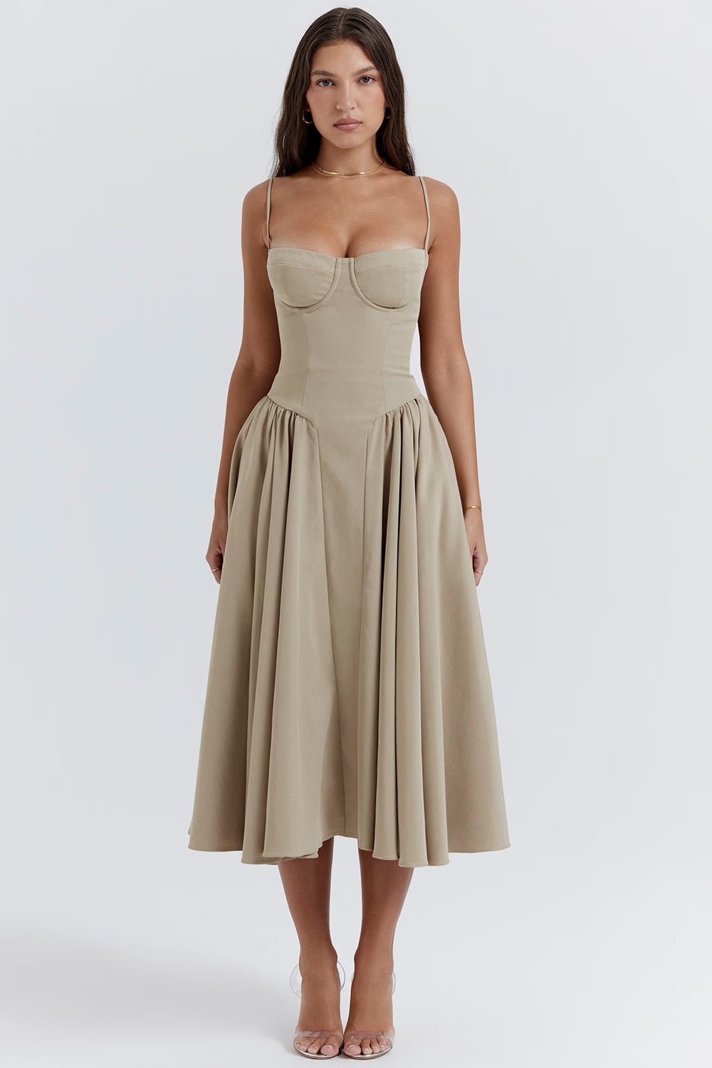 Valeria | Luxe Midi Jurk met Corsetdetail