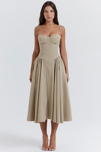 Valeria | Luxe Midi Jurk met Corsetdetail