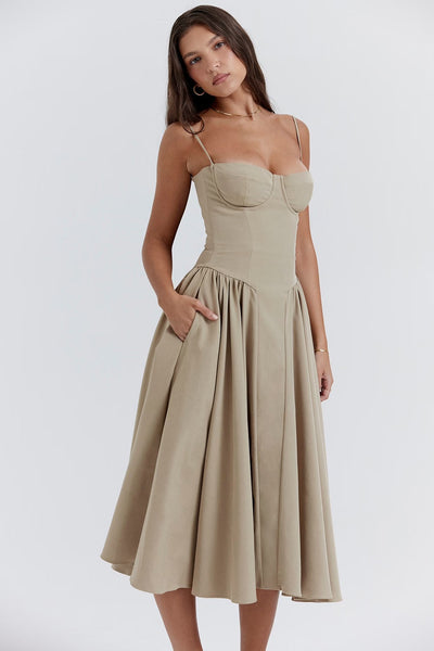 Valeria | Luxe Midi Jurk met Corsetdetail