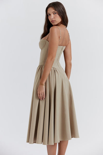 Valeria | Luxe Midi Jurk met Corsetdetail