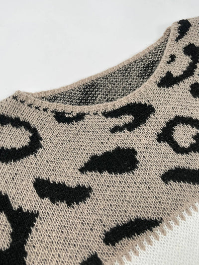 Sophie | Gebreide Leopard Colorblock Trui