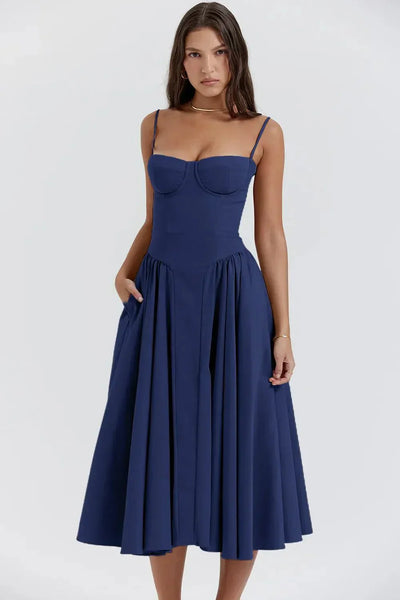 Valeria | Luxe Midi Jurk met Corsetdetail
