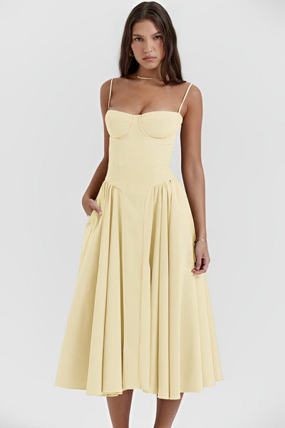 Valeria | Luxe Midi Jurk met Corsetdetail