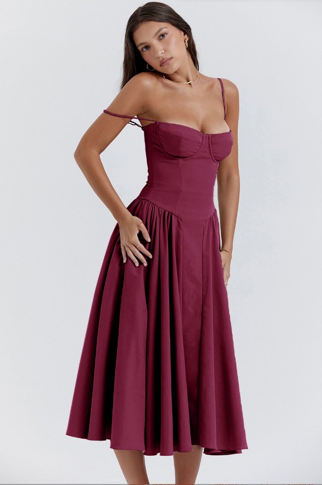 Valeria | Luxe Midi Jurk met Corsetdetail