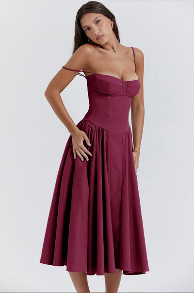 Valeria | Luxe Midi Jurk met Corsetdetail