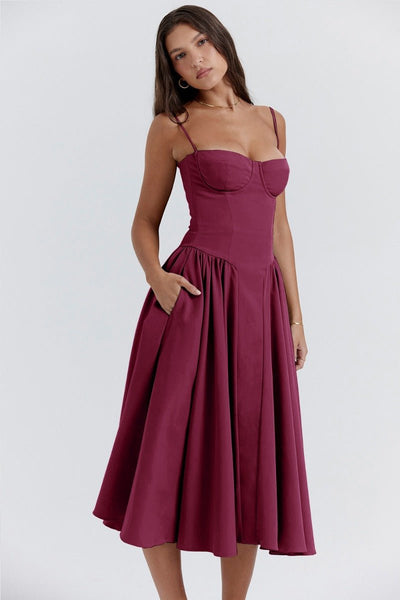 Valeria | Luxe Midi Jurk met Corsetdetail