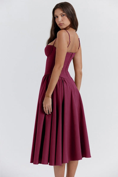 Valeria | Luxe Midi Jurk met Corsetdetail