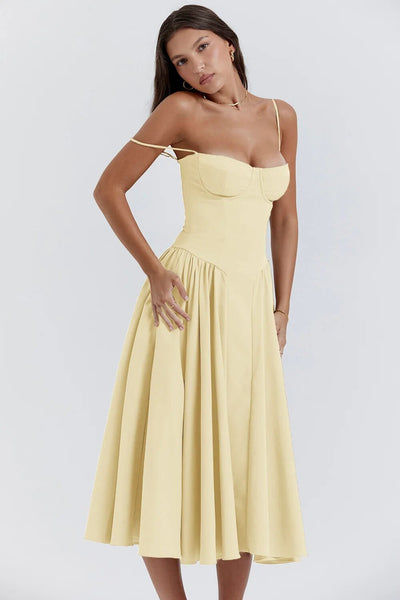 Valeria | Luxe Midi Jurk met Corsetdetail
